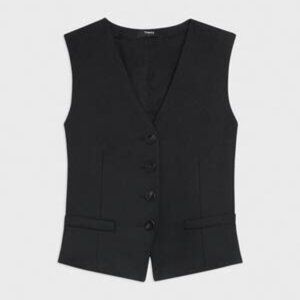 Theory waistcoat, black wool flannel, size 0, NWT